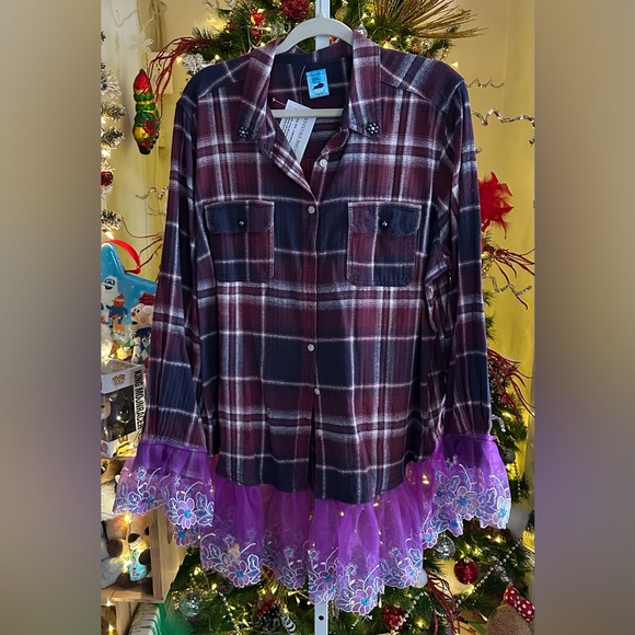 NWT Glamor Flannel with Mesh Lace Trim 2XL - Picture 1 of 3